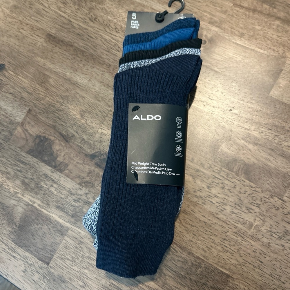 Aldo- Men’s Socks 5 Pairs- Mid Weight Crew Socks- NWT
